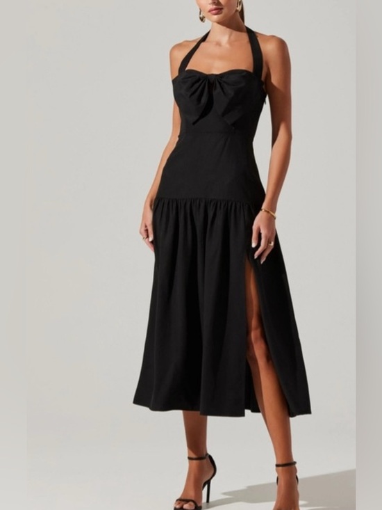 Astr Dresses & Skirts - Astr Black Halter Midi Dress with Side Slit